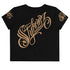 Women's Graffiti Crop Tee Gold Scriptkonz - Stykonz Graffiti Streetwear