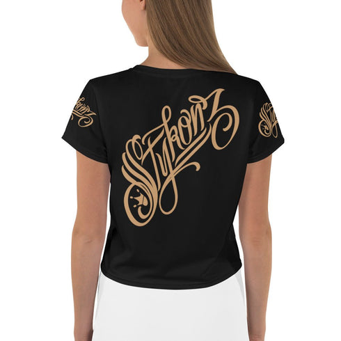 Women's Graffiti Crop Tee Gold Scriptkonz - Stykonz Graffiti Streetwear