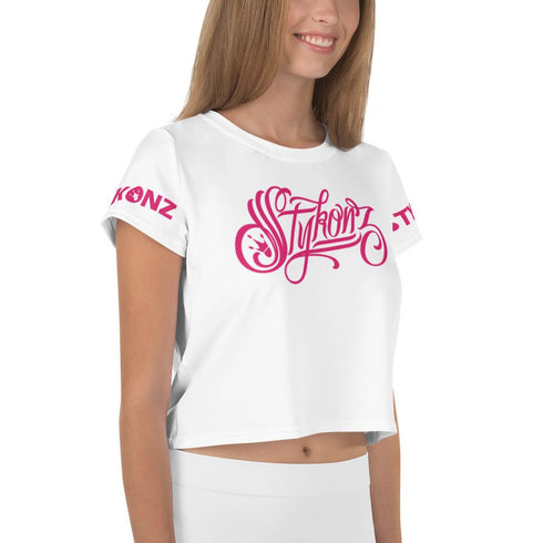 Women's Graffiti Crop Tee Hot Pink Scriptkonz - Stykonz Graffiti Streetwear