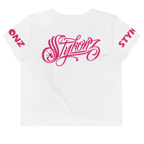 Women's Graffiti Crop Tee Hot Pink Scriptkonz - Stykonz Graffiti Streetwear