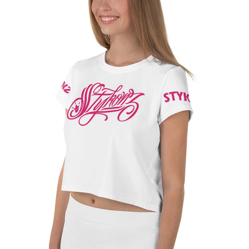 Women's Graffiti Crop Tee Hot Pink Scriptkonz - Stykonz Graffiti Streetwear