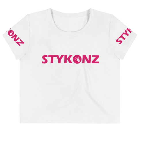 Women's Graffiti Crop Tee Hot Pink Stykonz Block - Stykonz Graffiti Streetwear