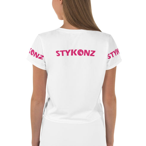 Women's Graffiti Crop Tee Hot Pink Stykonz Block - Stykonz Graffiti Streetwear