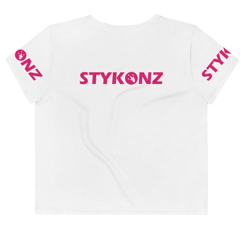 Women's Graffiti Crop Tee Hot Pink Stykonz Block - Stykonz Graffiti Streetwear