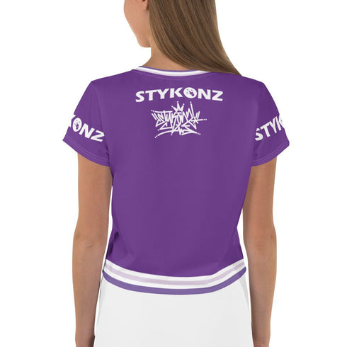 Women's Graffiti Crop Tee Purple Stykonz Crown Central - Stykonz Graffiti Streetwear