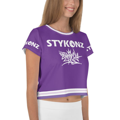Women's Graffiti Crop Tee Purple Stykonz Crown Central - Stykonz Graffiti Streetwear