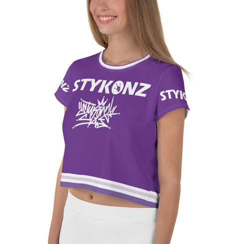 Women's Graffiti Crop Tee Purple Stykonz Crown Central - Stykonz Graffiti Streetwear