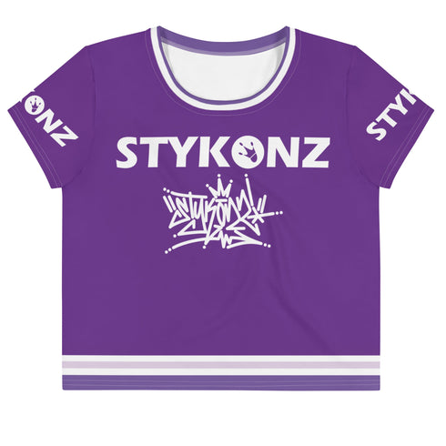 Women's Graffiti Crop Tee Purple Stykonz Crown Central - Stykonz Graffiti Streetwear