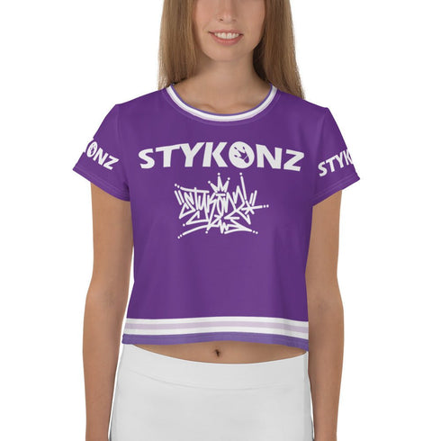 Women's Graffiti Crop Tee Purple Stykonz Crown Central - Stykonz Graffiti Streetwear