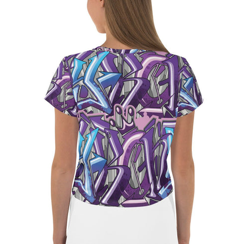Women's Graffiti Crop Tee Purple Wildstyle - Stykonz Graffiti Streetwear