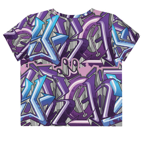 Women's Graffiti Crop Tee Purple Wildstyle - Stykonz Graffiti Streetwear