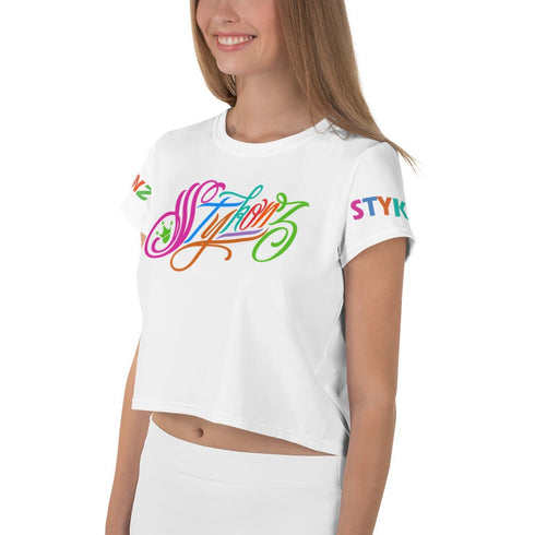 Women's Graffiti Crop Tee Scriptkonz Candy Block - Stykonz Graffiti Streetwear