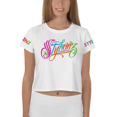 Women's Graffiti Crop Tee Scriptkonz Candy Block - Stykonz Graffiti Streetwear