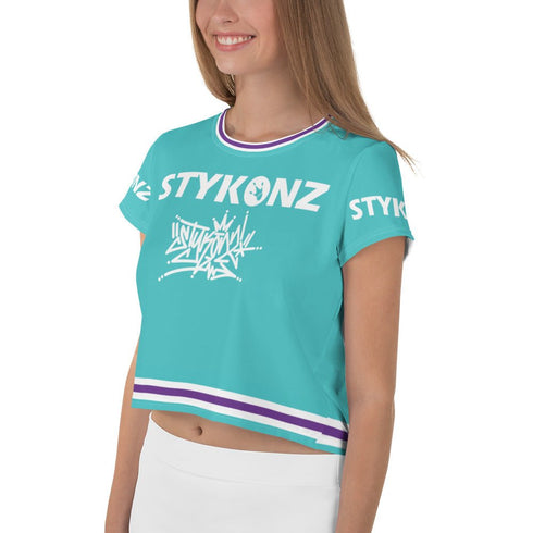 Women's Graffiti Crop Tee Turquoise Stykonz Crown Central - Stykonz Graffiti Streetwear