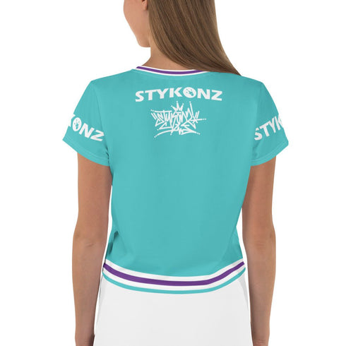Women's Graffiti Crop Tee Turquoise Stykonz Crown Central - Stykonz Graffiti Streetwear