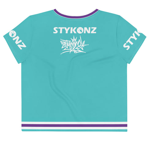 Women's Graffiti Crop Tee Turquoise Stykonz Crown Central - Stykonz Graffiti Streetwear