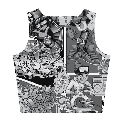 Women's Graffiti Crop Top feat B&W Comic Stykonz 1 - Stykonz Graffiti Streetwear