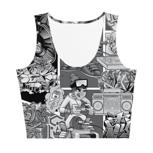 Women's Graffiti Crop Top feat B&W Comic Stykonz 1 - Stykonz Graffiti Streetwear