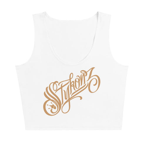 Women's Graffiti Crop Top feat Gold on White Scriptkonz - Stykonz Graffiti Streetwear