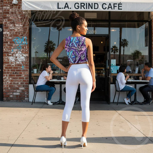 Women's Graffiti Crop Top feat Purple Wildstyle - Stykonz Graffiti Streetwear