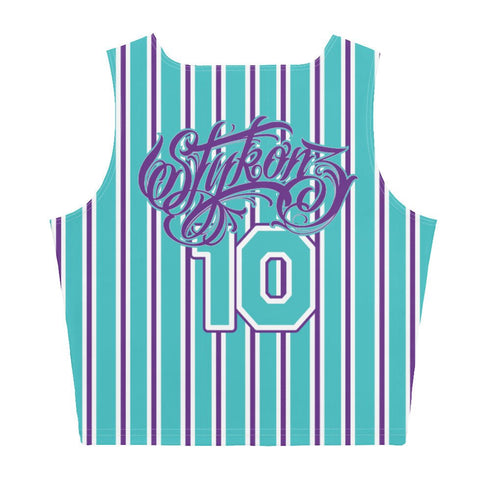 Women's Graffiti Crop Top feat Stykonz Candy Turquoise Script - Stykonz Graffiti Streetwear