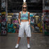 Women's Graffiti Crop Top feat Stykonz Candy Turquoise Script - Stykonz Graffiti Streetwear