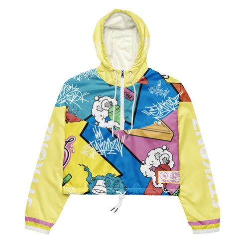 Women’s Graffiti Cropped Windbreaker – 90’s Elements Throw Ups & Tags | Stykonz Hip - Hop Streetwear Jacket - Stykonz Graffiti Streetwear