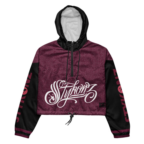 Women’s Graffiti Cropped Windbreaker – Black Cherry | Stykonz Hip - Hop Streetwear Jacket - Stykonz Graffiti Streetwear