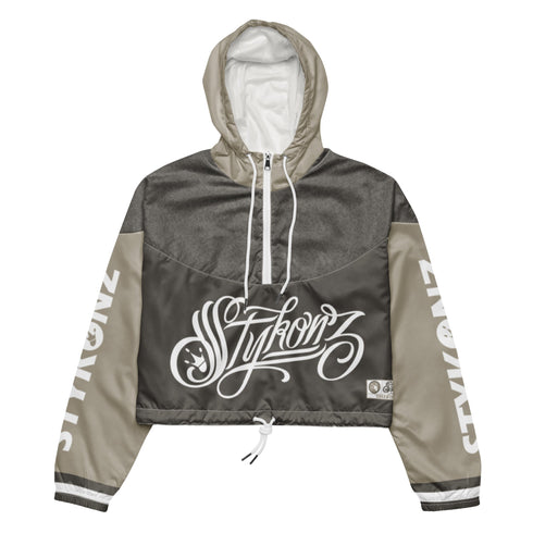 Women’s Graffiti Cropped Windbreaker feat Chromium | Stykonz Hip - Hop Streetwear Jacket - Stykonz Graffiti Streetwear