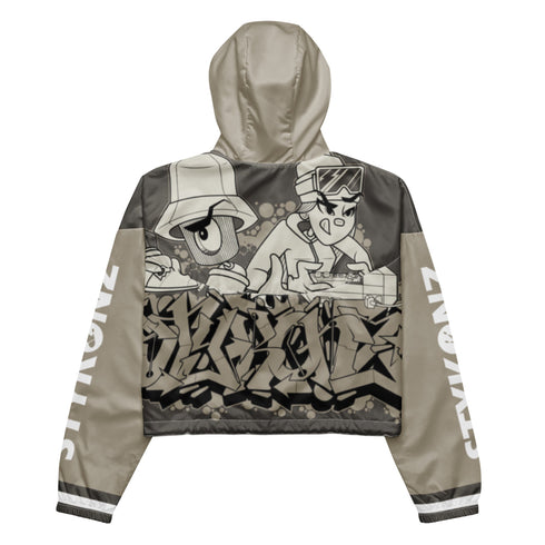 Women’s Graffiti Cropped Windbreaker feat Chromium | Stykonz Hip - Hop Streetwear Jacket - Stykonz Graffiti Streetwear