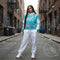 Women’s Graffiti Cropped Windbreaker – Turquoise Mix Script | Stykonz Hip - Hop Streetwear Jacket - Stykonz Graffiti Streetwear