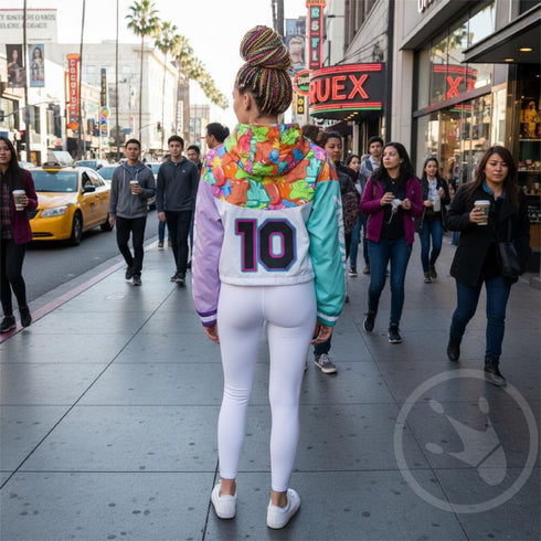 Women’s Graffiti Cropped Windbreaker – White Candy | Stykonz Hip - Hop Streetwear Jacket - Stykonz Graffiti Streetwear
