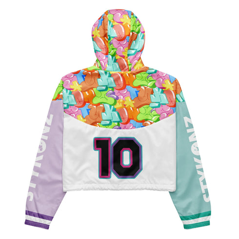 Women’s Graffiti Cropped Windbreaker – White Candy | Stykonz Hip - Hop Streetwear Jacket - Stykonz Graffiti Streetwear
