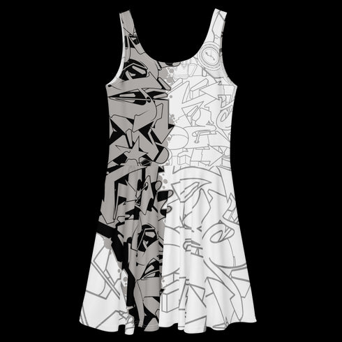Women's Graffiti Dress Silver - Black The Train Master NY Wildstyle - Stykonz Graffiti Streetwear