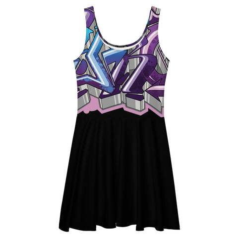 Women's Graffiti Dress Stykonz Purple on Black Wildstyle - Stykonz Graffiti Streetwear