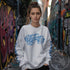 Women’s Graffiti Fleece Sweatshirt – B - Blue Scriptkonz II | Hip - Hop Streetwear Sweatshirt - Stykonz Graffiti Streetwear