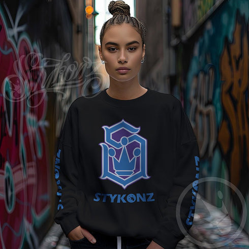 Women's Graffiti Fleece Sweatshirt – BP S - Kingz Crown Calli - Graff | Hip - Hop Streetwear Sweatshirt - Stykonz Graffiti Streetwear