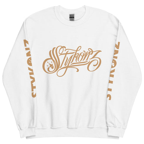 Women’s Graffiti Fleece Sweatshirt – Gold Scriptkonz | Hip - Hop Streetwear Sweatshirt - Stykonz Graffiti Streetwear