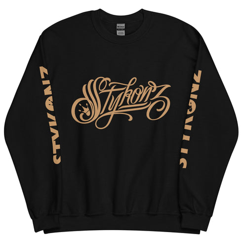 Women’s Graffiti Fleece Sweatshirt – Gold Scriptkonz | Hip - Hop Streetwear Sweatshirt - Stykonz Graffiti Streetwear
