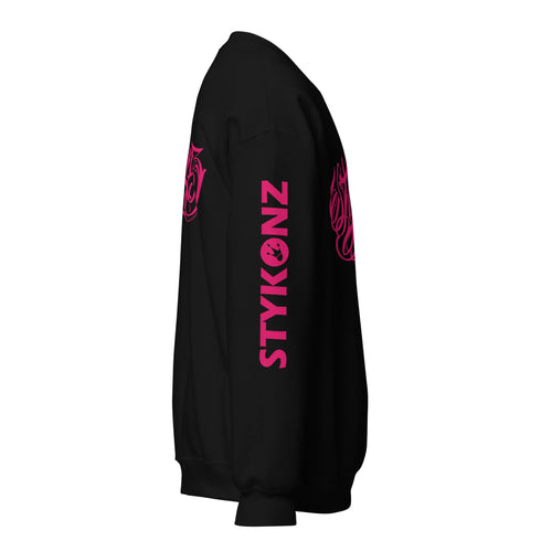 Women’s Graffiti Fleece Sweatshirt – Hot Pink Scriptkonz II | Hip - Hop Streetwear Sweatshirt - Stykonz Graffiti Streetwear