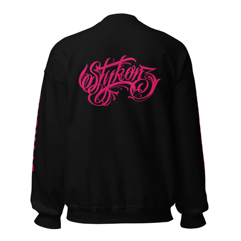 Women’s Graffiti Fleece Sweatshirt – Hot Pink Scriptkonz II | Hip - Hop Streetwear Sweatshirt - Stykonz Graffiti Streetwear