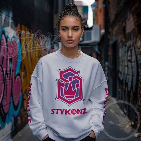 Women’s Graffiti Fleece Sweatshirt – Pink S - Kingz Crown Calli - Graff | Hip - Hop Streetwear Sweatshirt - Stykonz Graffiti Streetwear