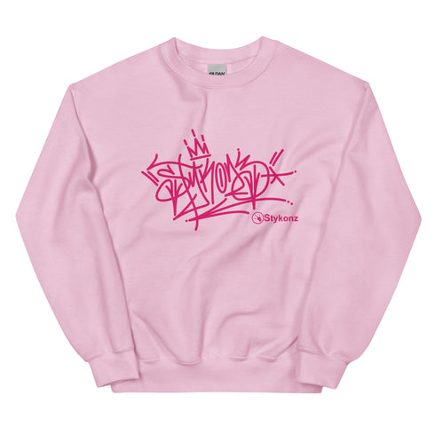 Women’s Graffiti Fleece Sweatshirt – Stykonz Pink G - Tag | Hip - Hop Streetwear Sweatshirt - Stykonz Graffiti Streetwear