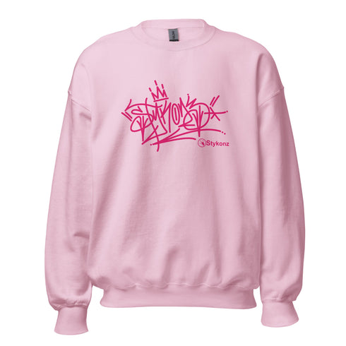 Women’s Graffiti Fleece Sweatshirt – Stykonz Pink G - Tag | Hip - Hop Streetwear Sweatshirt - Stykonz Graffiti Streetwear
