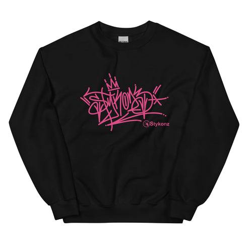 Women’s Graffiti Fleece Sweatshirt – Stykonz Pink G - Tag | Hip - Hop Streetwear Sweatshirt - Stykonz Graffiti Streetwear