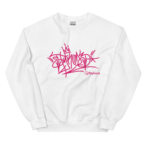 Women’s Graffiti Fleece Sweatshirt – Stykonz Pink G - Tag | Hip - Hop Streetwear Sweatshirt - Stykonz Graffiti Streetwear