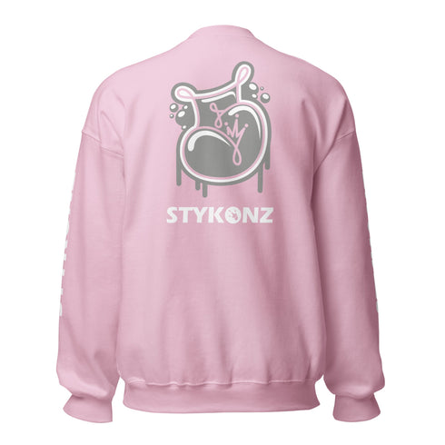 Women’s Graffiti Fleece Sweatshirt – White Scriptkonz | Hip - Hop Streetwear Sweatshirt - Stykonz Graffiti Streetwear