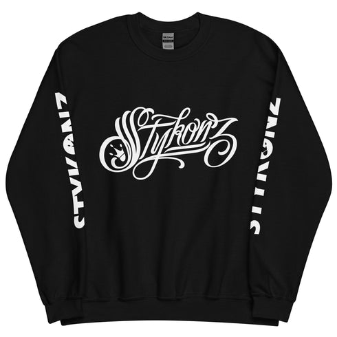 Women’s Graffiti Fleece Sweatshirt – White Scriptkonz | Hip - Hop Streetwear Sweatshirt - Stykonz Graffiti Streetwear