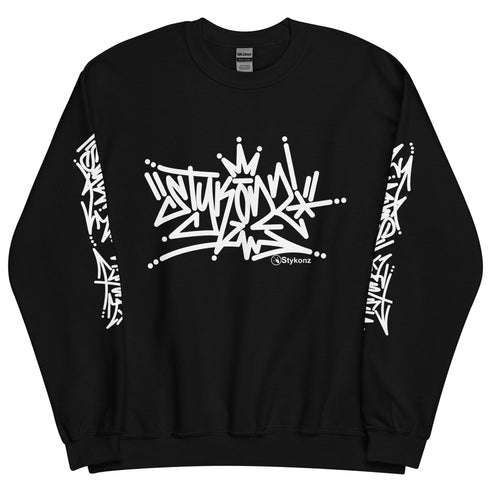 Women’s Graffiti Fleece Sweatshirt – White Stykonz Tag | Hip - Hop Streetwear Sweatshirt - Stykonz Graffiti Streetwear