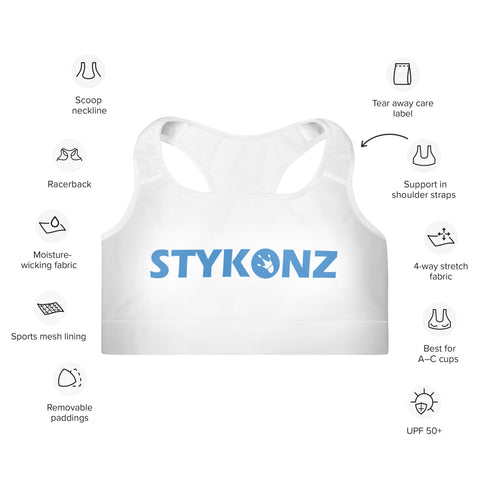 Women's Graffiti Padded Sports Bra B - Blue Stykonz Block - Stykonz Graffiti Streetwear